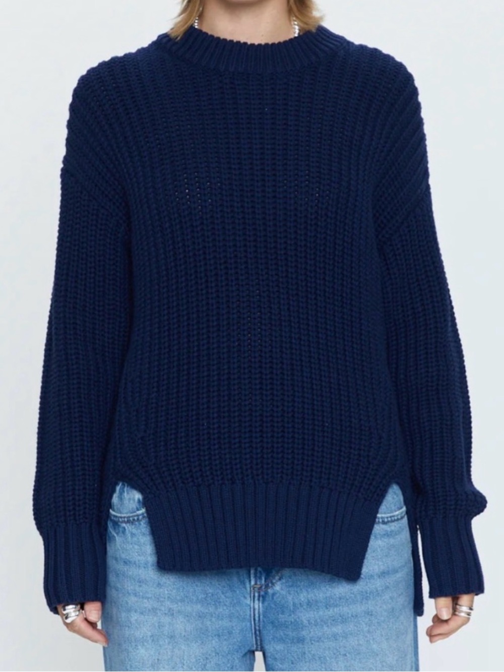 Pistola Helene Split Hem Sweater Navy Sky